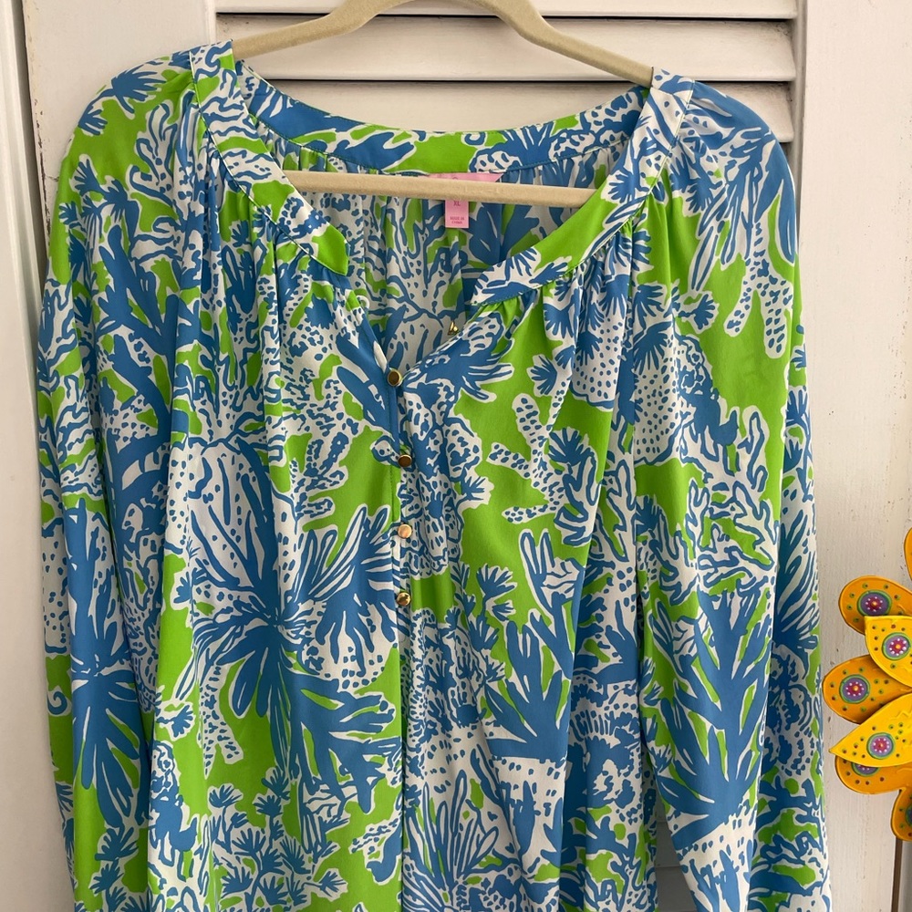 Lilly Pulitzer silk blouse, size XL
